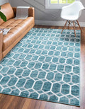 Rugs.com Lattice Trellis Collection Rug – 3' x 5' Blue Low-Pile Rug Perfect by Rugscom