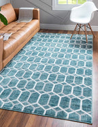 Rugs.com Lattice Trellis Collection Rug – 3' x 5' Blue Low-Pile Rug Perfect by Rugscom