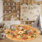 DUKINO Floral Round Rug, 6ft Washable Circle Rug, Non Slip Indoor Low Pile - Image 4