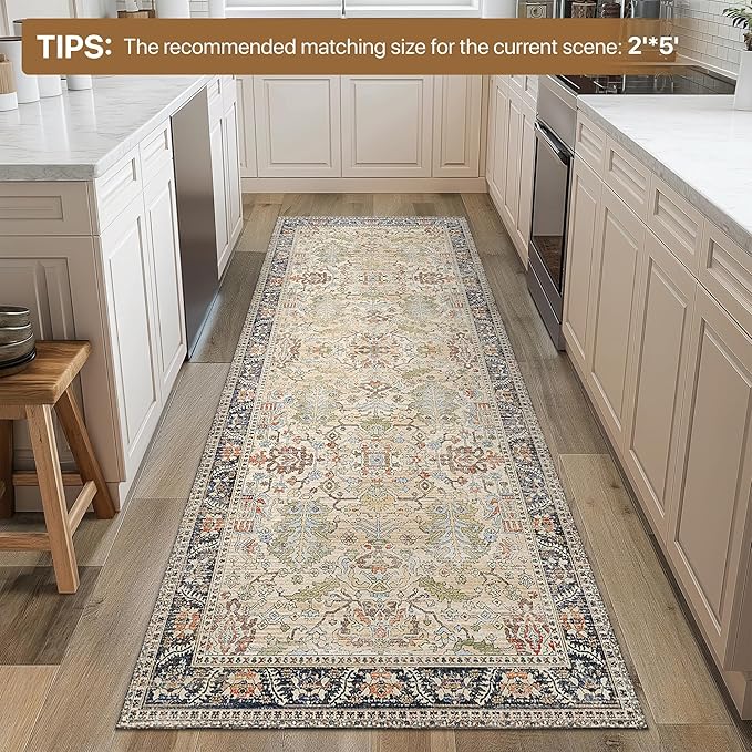 Bavni Bedroom Rug Runners for Hallways, Washable Runner Rug 2x10, Low Pile - Image 4
