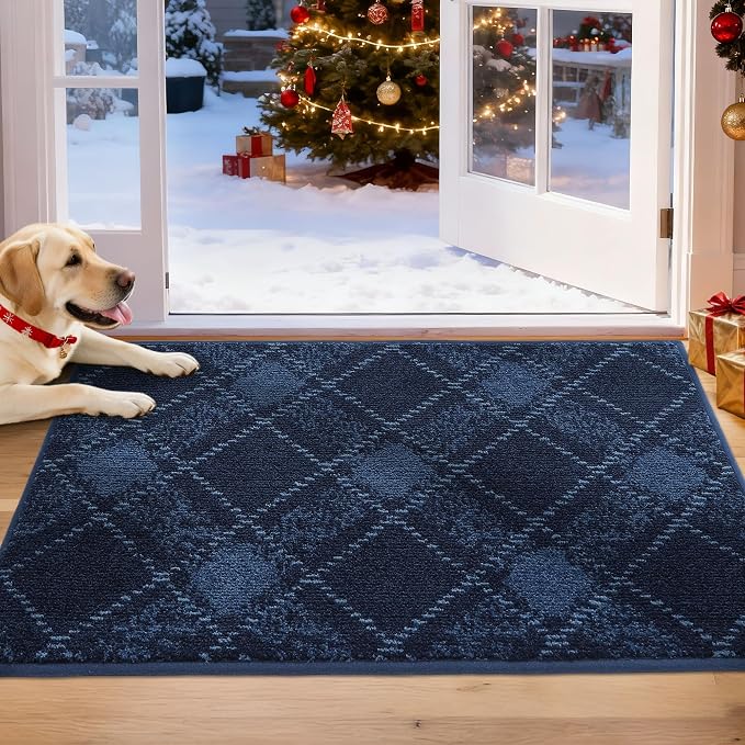COSY HOMEER Plaid Door Mat 20" x 32", Dirt Trapper Entryway Rugs, Non-Slip by COSYHOMEER