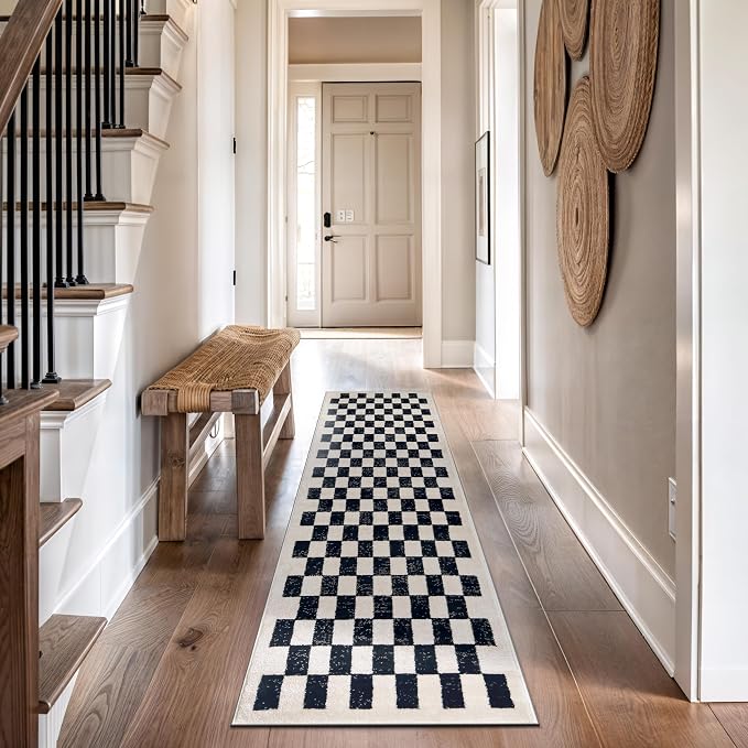 Rugshop Black and White Checkered Area Rug – High-Contrast Grid Pattern Carpet - Image 6