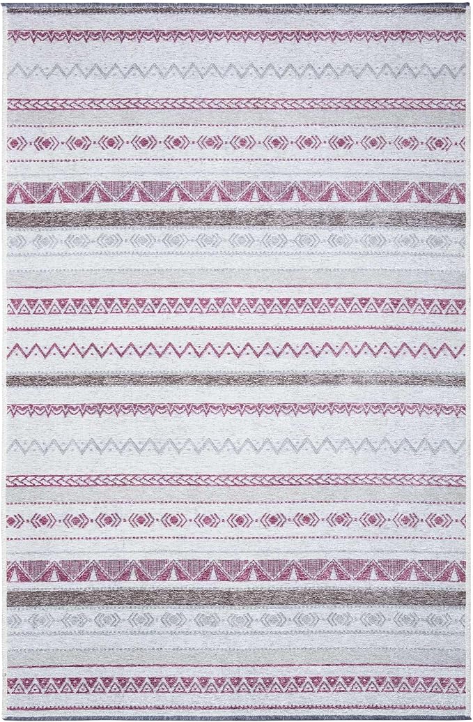 Alfa Rich 5x8 Mauve Off White Washable Area Rugs - Image 7