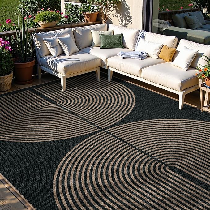 Lahome Modern Rainbow Easy Jute Outdoor Carpet, Washable Rugs 9x12 - Image 2