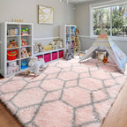ONASAR Area Rugs for Bedroom Living Room, Washable 4x6 Fluffy Pink and Grey - Image 6