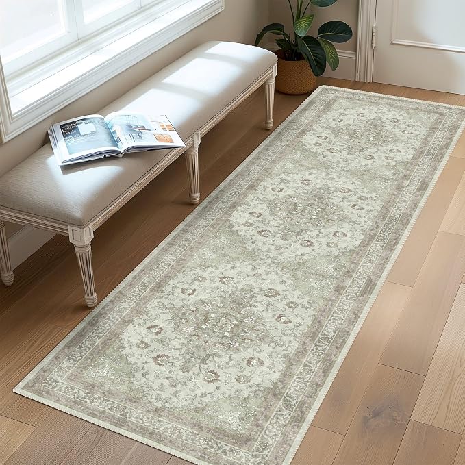 vivorug Runner Rug 2'x8' Vintage Floral Washable Non-Slip Runners - Image 3