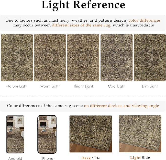8x10 Brown Washable Vintage Area Rug - Image 5