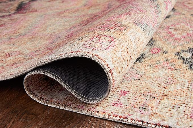 Loloi Layla Collection LAY-17 Pink/Lagoon 3'-6" x 5'-6" .13" Thick Accent Rug - Image 6