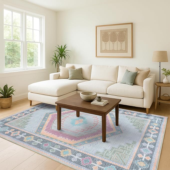 Fame Living Washable Area Rug. Modern Farmhouse. Vintage. Turkish. Bohemian. - Image 9
