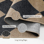 Lahome Checkered Easy Jute Kitchen Rug, 2x3 Front Door Mat Non Slip Washable - Image 3