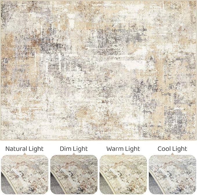 12x18 Rug Living Room: Washable Extra Large Abstract Modern Soft Area Rug Stain - Image 9