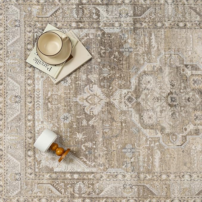 8x10 Washable Vintage Area Rug for Living Room Bedroom Non Slip Distressed - Image 7