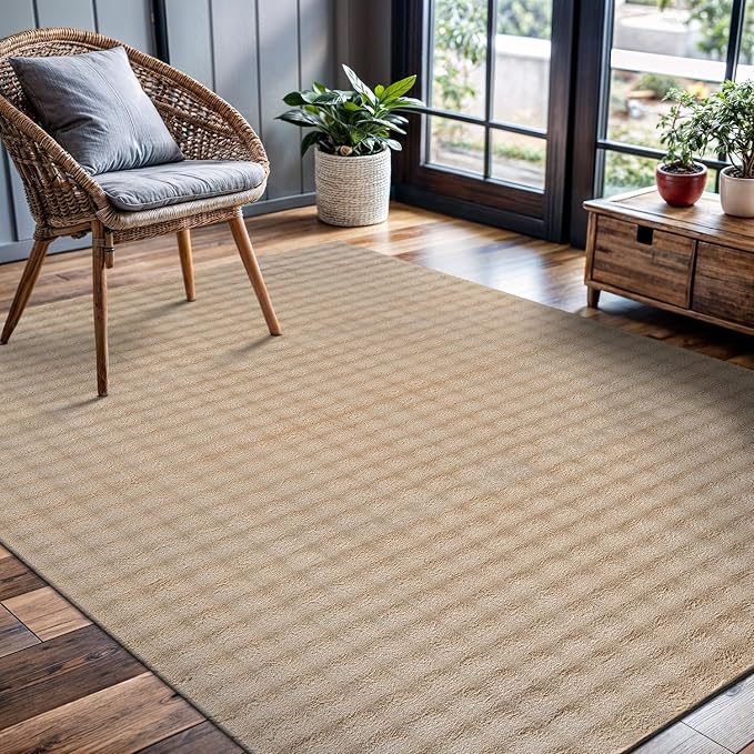 CAMILSON Modern Beige Non Slip Rug 4x6 Ultra Soft High Pile Area Rugs Non Skid - Image 8