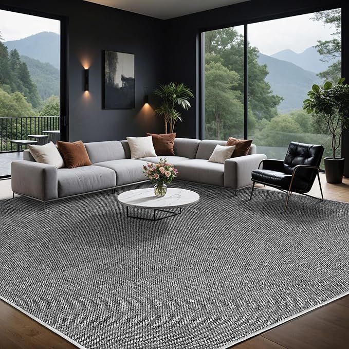 LBRO2M Easy Jute Solid Area Rug 9X12 Washable Rugs by LBRO2MBedding
