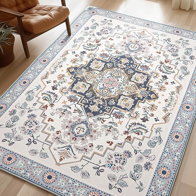 Phantoscope Washable Area Rug 9'x12' Non-Slip, Vintage Boho Rugs by Phantoscope