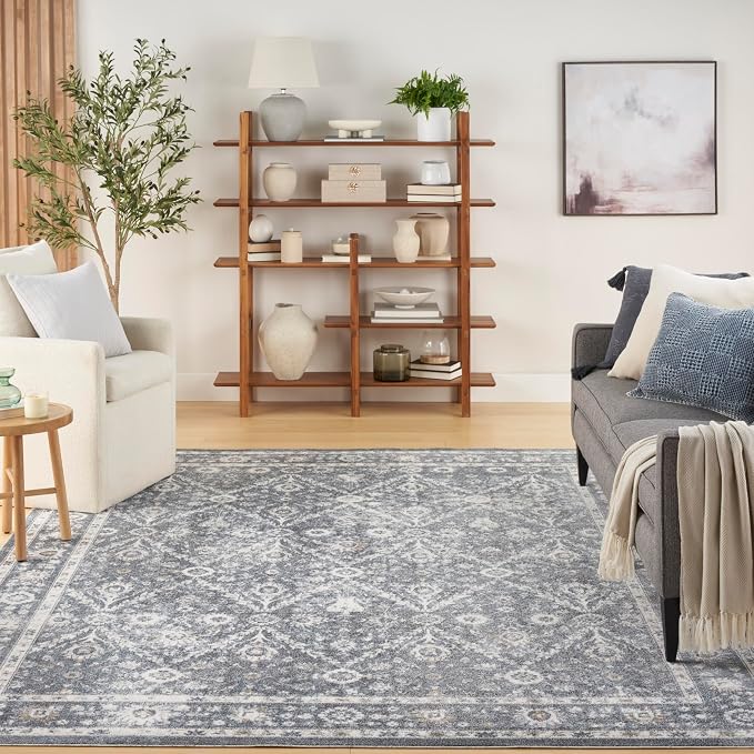 Nourison Home Astra Machine Washable Dark Blue 7'10" x 10' Area Rug - Image 3