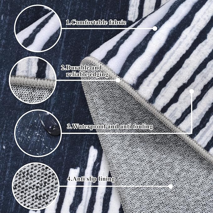 HelloTree Area Rug for Living Room 9x12 Washable Geometric Moroccan Rug Stripe - Image 6