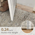 2x6 Runner Rug Grey Brown Vintage Washable Runner Rugs - Image 5