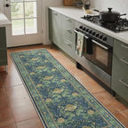 Bavni 2'6''x8 Runner Rug, Microfiber Washable Non-Slip Vintage Floral Rugs - Image 3