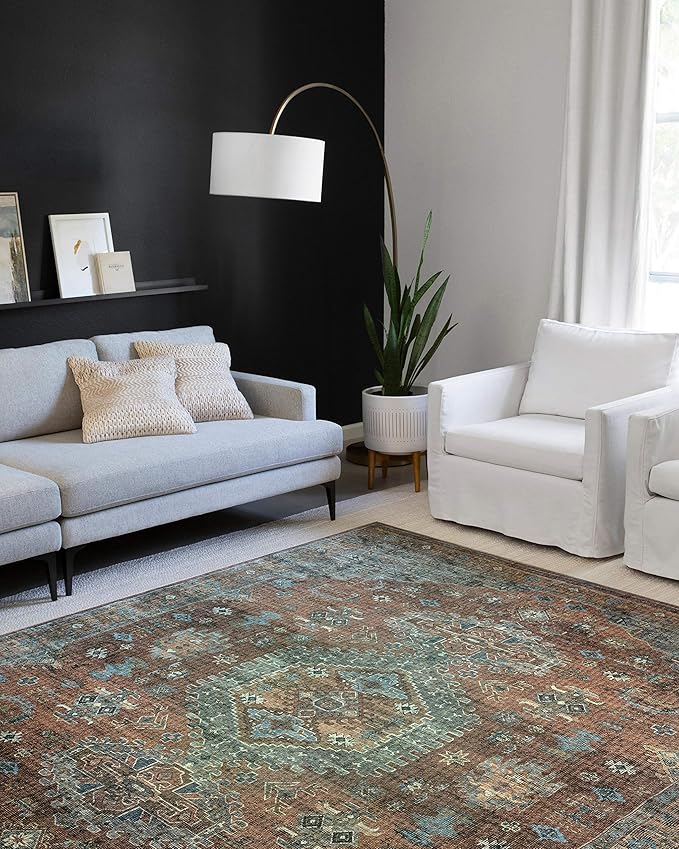 Loloi Skye Collection SKY-07 Terracotta/Sky 2'-0" x 5'-0" Accent Rug by Loloi