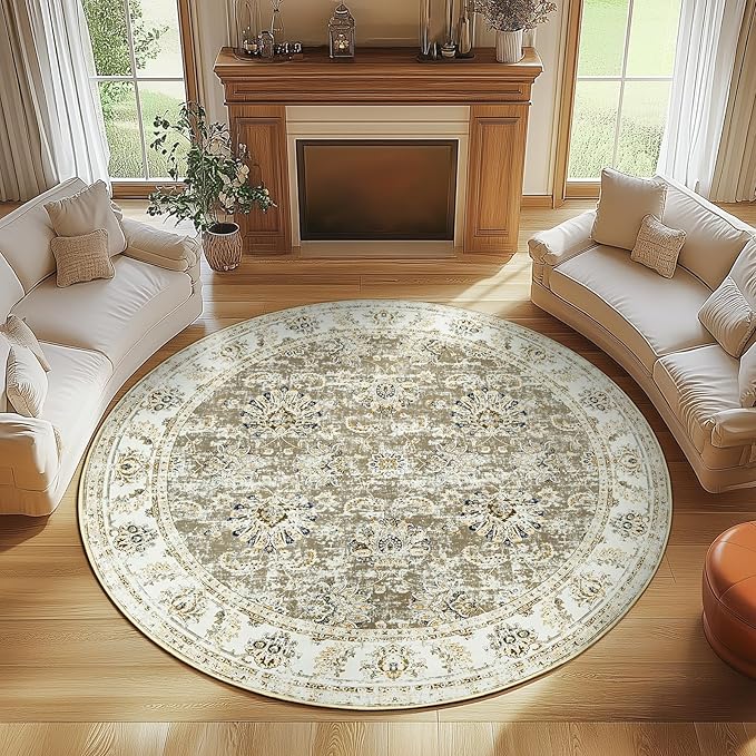 jinchan Fiora Round Rug 8ft Area Rugs by JINCHAN