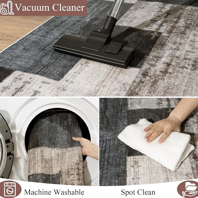 Modern Geometric Patchwork Indoor Runner Rug - Image 9