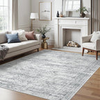 5x7 Area Rugs Gray Low Pile Indoor Washable Trendy Faded Style Rugs - Image 10