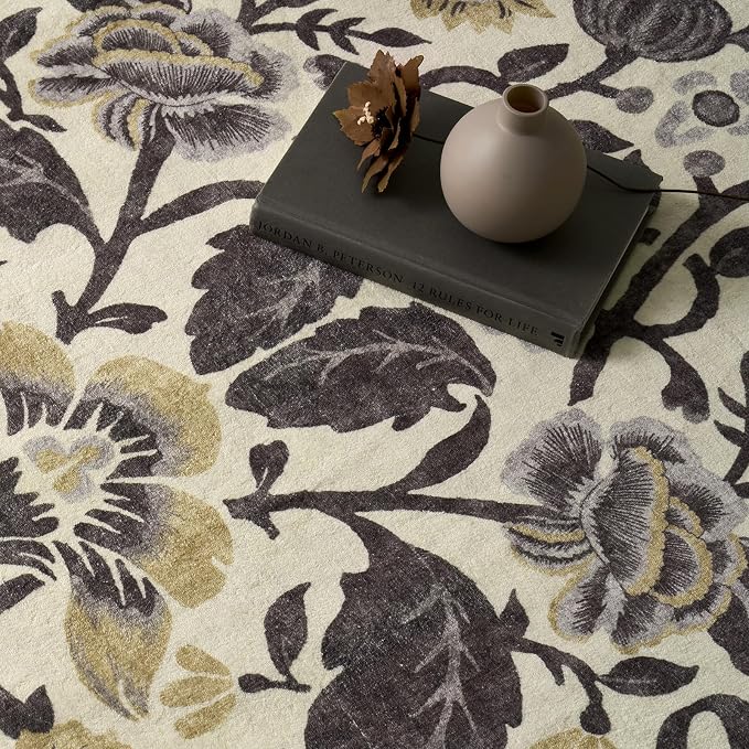 EVERGRACE Hallyway Area Runner Rugs 2x8, Boho Floral Faux Wool Indoor Outdoor - Image 6