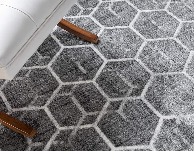 Rugs.com Lattice Trellis Collection Rug – 9' x 12' Gray Low-Pile Rug Perfect - Image 6