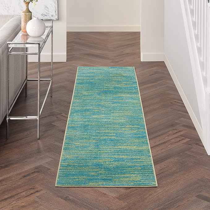 Nourison Home Nourison Essentials Blue Green 2'2" x 18' Area Rug by NourisonHome