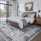 Bavni Rugs for Living Room, Floral Non Slip Machine Washable Rug, Neutral Low - Image 2