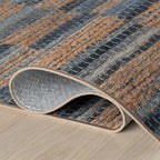 Dash & Albert Ravel Stripe Blue Machine Washable Rug, 3 X 5 Feet, Tan/Blue - Image 5