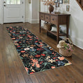 Floral Runner Rug 2x5 Washable Hallway Long Black Bedroom Carpet Non Slip by PureCozy