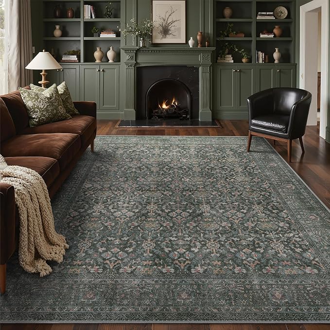 Bavni Washable Rugs 8x10-Machine Washable Rug Lightweight Low Pile, Vintage by BAVNI