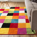 Well Woven Modern Rug Squares Multi Geometric Accent Area Rug Entry Way Bright by WellWovenRugs