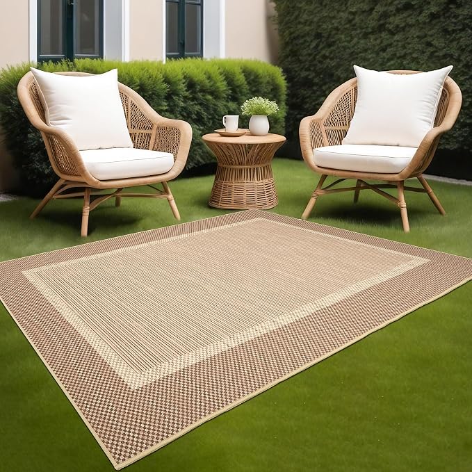 ILANGO Jute Area Rugs for Outdoor, Patio Woven Washable Rugs 5'x7', Natural by ILANGO