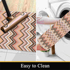 Brown Pink White Wave Runner Rug, 4x10ft Soft Tone Hallway Decor Carpet - Image 5