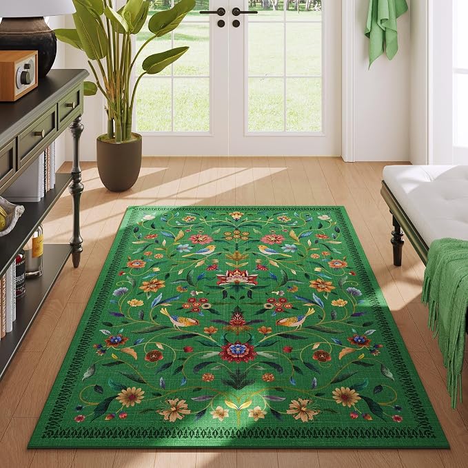 Vintage Medallion Floral 3x5 Washable Rug, Soft Low Pile Area Rug, Non-Slip - Image 5