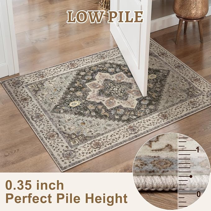 Tangsoo 2x3 Washable Rugs for Entryway, Vintage Non Slip Small Area Rug - Image 4