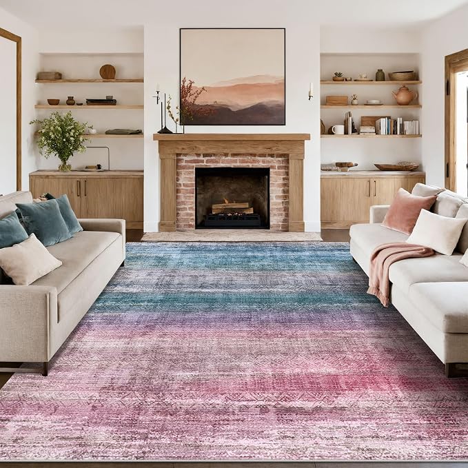 Kokia Abstract Area Rugs 9x12 Bedroom Washable Decor Low Pile Fluffy Non-Slip by Kokia