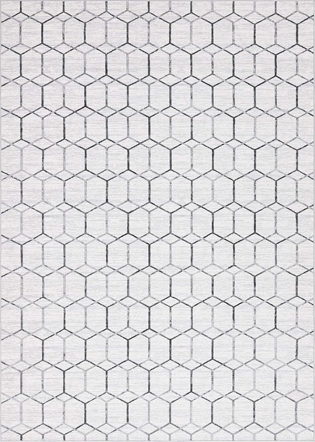 Rugs.com Lattice Trellis Collection Rug – 10' x 14' White Low-Pile Rug Perfect - Image 2