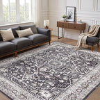 Black Rug Living Room Rugs: 10x12 Washable Boho Large Vintage Moody Soft - Image 5