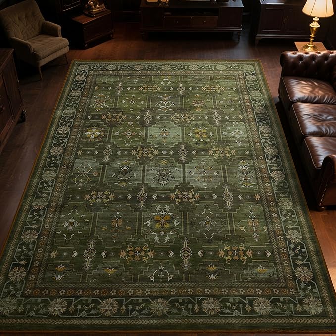 4x6 Area Rug for Bedroom Machine Washable, Non Slip Vintage Floral Kitchen Rugs by Zarvenda