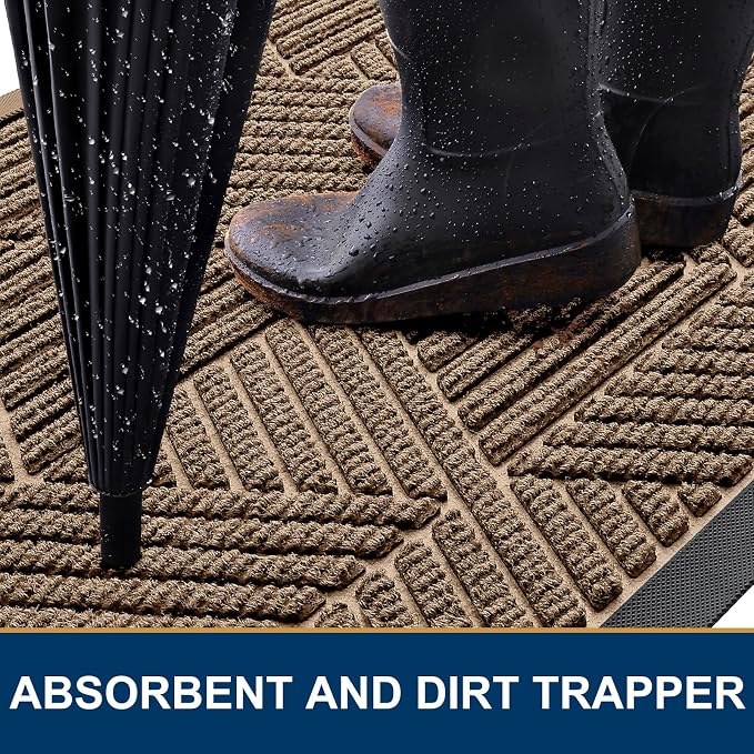 Kitinjoy Front Door Mat Outside Entrance, Sturdy Natural Dirt Trapper, Heavy - Image 3