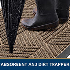Kitinjoy Front Door Mat Outside Entrance, Sturdy Natural Dirt Trapper, Heavy - Image 3