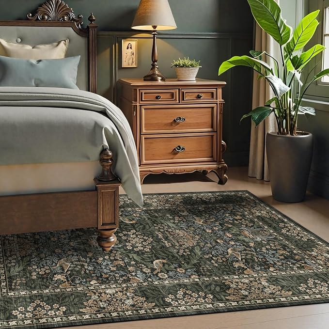 3x5 Floral Washable Area Rug for Living Room, Vintage Boho Rugs for Bedroom - Image 3