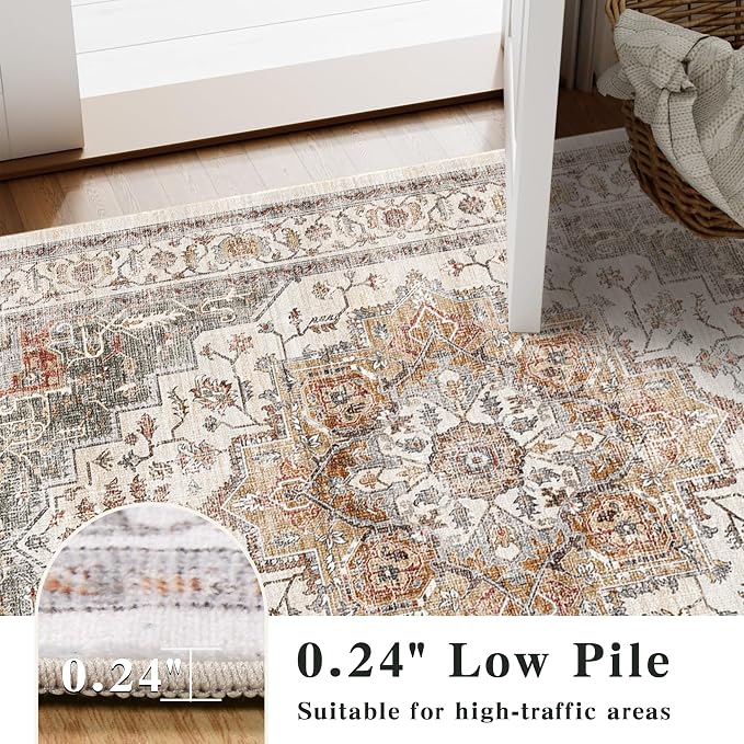 6x9 Area Rugs for Living Room Ultra-Soft Washable Rug Vintage Distressed Boho - Image 5