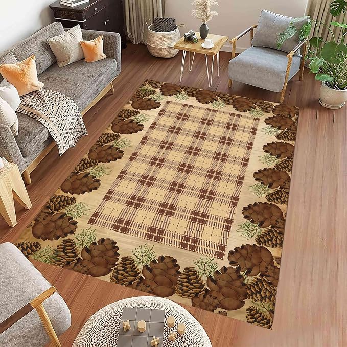 Cabin Pine Cones Area Rug 5x8ft - Image 3