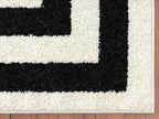 Abani Contemporary Black & Ivory 6' x 9' Area Rug, Contrasting Geometric Modern - Image 6