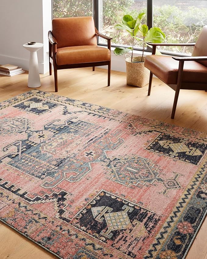 Loloi Jocelyn Collection JOC-06 Rose/Rose 2'-3" x 4'-0" .38" Thick Accent Rug by Loloi